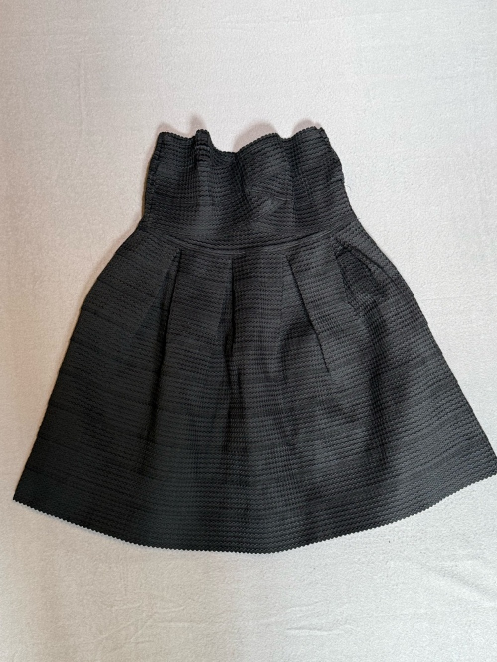 Honey Punch Black Textured Skater Skirt High Waist Pleated Scuba Mini Size Large